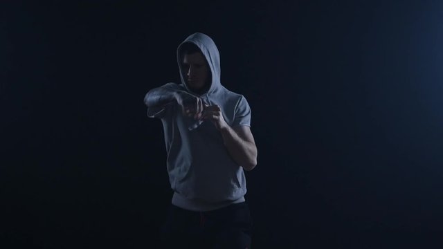 shadow fight training of boxer
