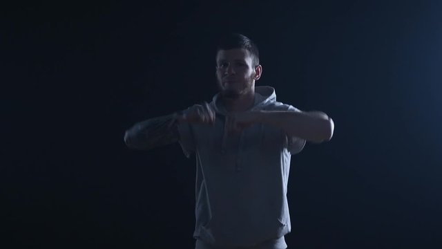 shadow fight training of boxer