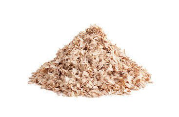 pile of sawdust on a white background isolated - obrazy, fototapety, plakaty
