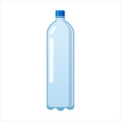 Plastic water bottle icon empty liquid container drink with screw cap