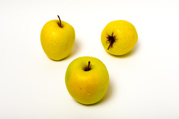 Fresh green apples on white background