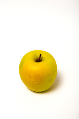 Fresh green apples on white background