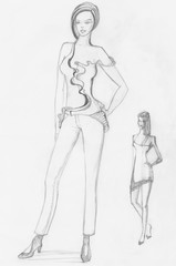 Sketch of Fashion Model