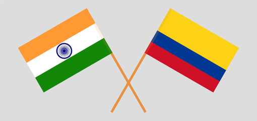 Crossed flags of Colombia and India