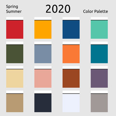 Spring Summer 2020 Colors Palette. Fashion trend of the year.Palette fashion colors guide with named color swatches.