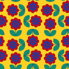 seamless floral 70 retro vintage pattern