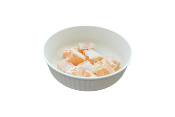 Fototapeta na wymiar turkish delight in bowl on white