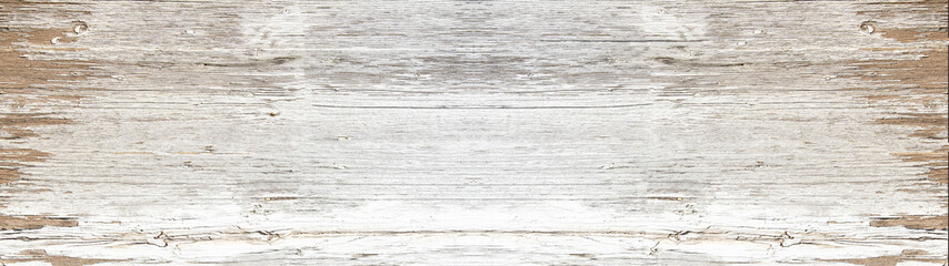 old white painted exfoliate rustic bright light shabby wooden texture - wood background panorama...
