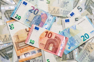 Obraz na płótnie Canvas Different euro banknotes, nice texture of paper money. 2019