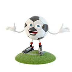 soccer ball character over white background