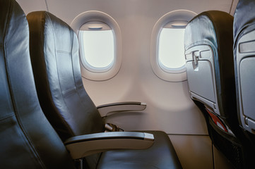 Airplane seats in the economy cabin class