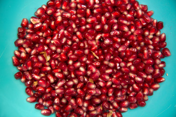 Pile of fresh pommegranate grains
