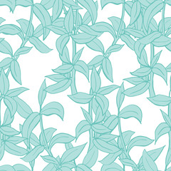 Sketch branch of leaves by hand on an isolated background seamless pattern