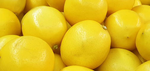 Background of ripe yellow lemons, tasty, unusual fruit background