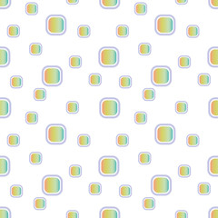 Streamlined rainbow vector squares on a white background seamless pattern.