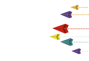 Airplane group paper symbol on the white