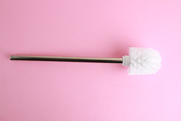 toilet brush in white and silver