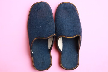slippers at home in color background