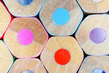 multicolored pencils with end texture macro