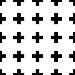 Fototapeta na wymiar Abstract seamless pattern background. Mosaic of black geometric crosses with white outline. Vector illustration