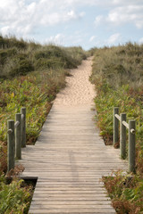 Fototapeta na wymiar Wooden Footpath at Xago Beach; Asturias