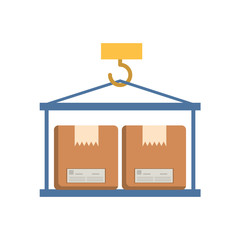 crane hook lifting boxes cartons