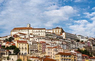 Fototapeta na wymiar University of Coimbra on hilltop above the city from Santa Clara bridge