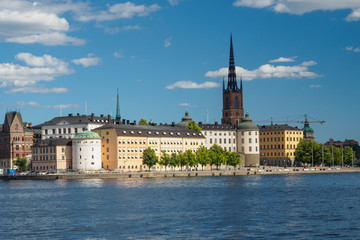 Obraz premium View of the Gamla Stan (The Old Town) and Riddarholmen island in Stockholm, Sweden