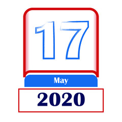 17 May 2020. Vector flat daily calendar. Date, month.