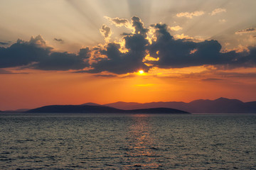 Naklejka premium sunset over the sea