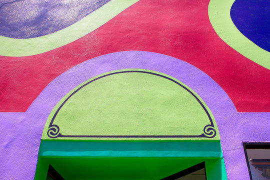 1960s psychedelic paintwork on the walls of a building in downtown Tucson AZ