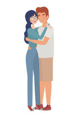 Couple of woman and man drawing vector design