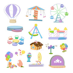 set of objects carousels and attractions