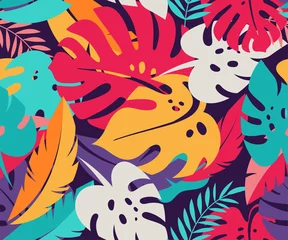 Fototapeten Tropical leaves, exotic colorful seamless pattern and background  © Marina Zlochin