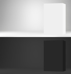 Box mockup, 3d box vector template, black and white versions