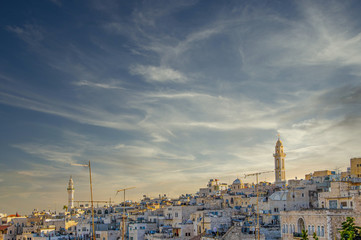 Cityscape of Bethlehem just before sunset