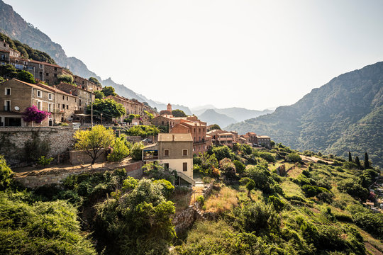 Moutnain village Ota, Corse-du-Sud, Corsica, France