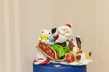 Christmas cake with Santa Claus and deer
