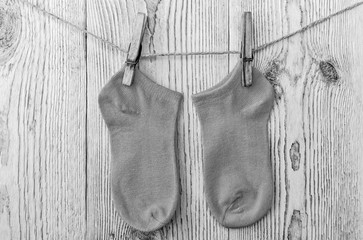 colored socks on the clothesline