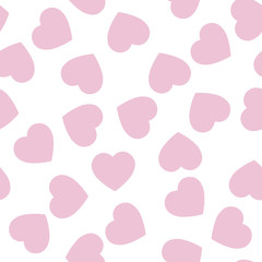 Pink hearts seamless pattern. Random scattered hearts background. Love or Valentine theme. Vector illustration