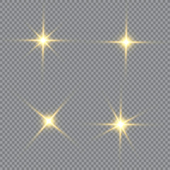 Vector illustration of abstract flare light rays. A set of stars, light and radiance, rays and brightness.