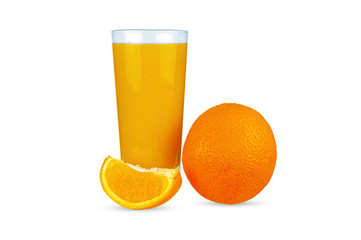 Orange and orange juice in a glass