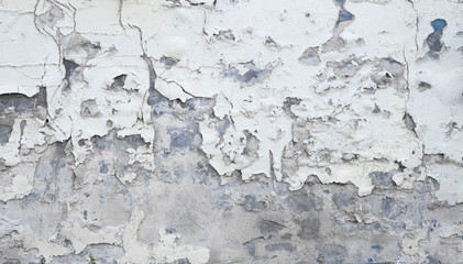 Cracked concrete grey wall covered with gray cement texture as background can be used in design. Dirty concrete texture with cracks and holes.