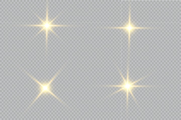 Vector illustration of abstract flare light rays. A set of stars, light and radiance, rays and brightness.