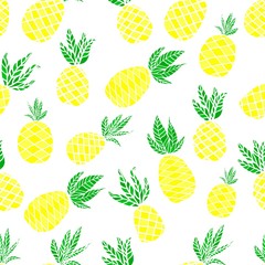 Pineapple seamless vector pattern. Decorative illustration, good for printing Colorful wallpaper vector. Seamless pattern in vector. Fruit illustration. Great for label, print, packaging, fabric.