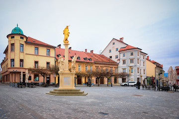 Fototapeta na wymiar Cityscape with main square in Celje old town of Slovenia