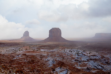 Fototapeta na wymiar Monument Valley, a red-sand desert region on the Arizona-Utah border. USA.