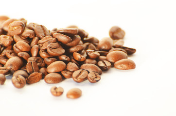 Close-up coffee beans isolated on white,photo