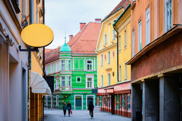 Cityscape of Celje old town on Preshernova Street Slovenia