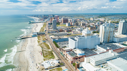 AERIAL VIEW OF ATLANTIC CITY BOARDWALK AND STEEL PIER. NEW JERSEY. USA.  © miami2you